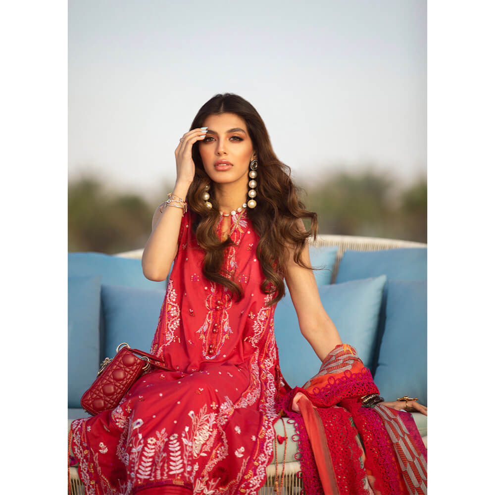 Farah Talib Aziz Luxury Lawn, FTA-02 Tulum Red