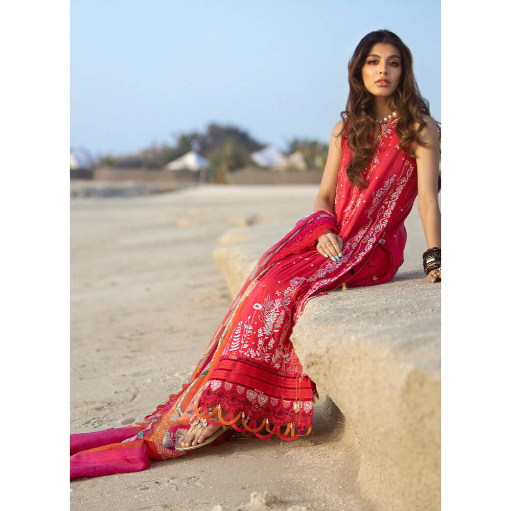 Farah Talib Aziz Luxury Lawn, FTA-02 Tulum Red