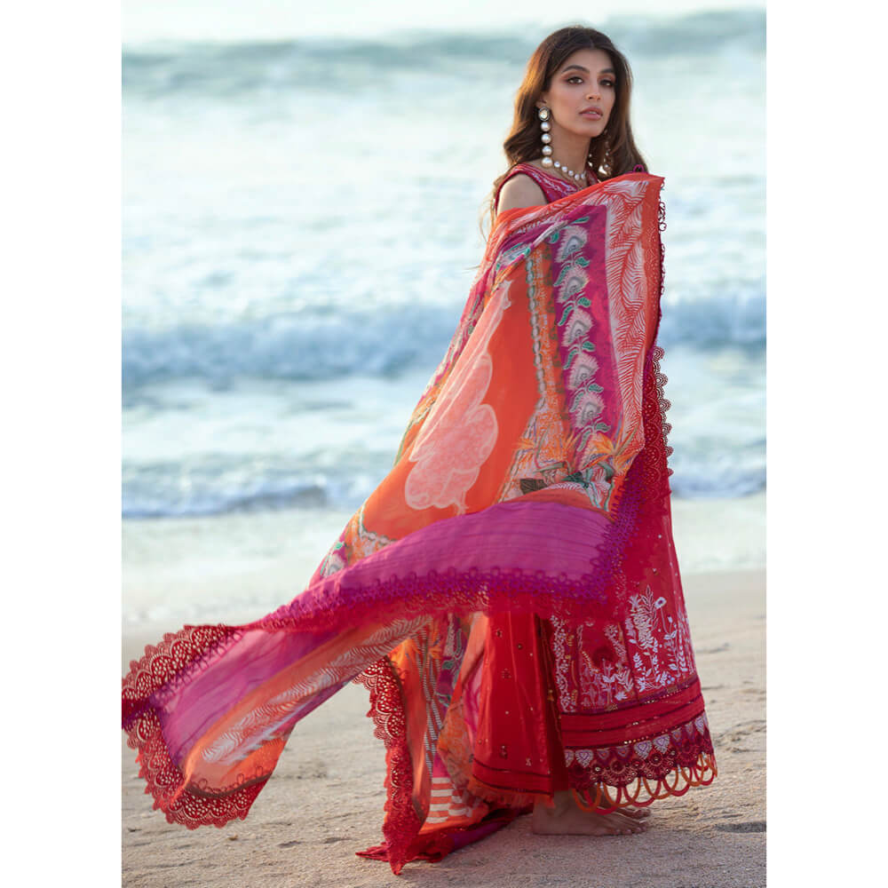 Farah Talib Aziz Luxury Lawn, FTA-02 Tulum Red