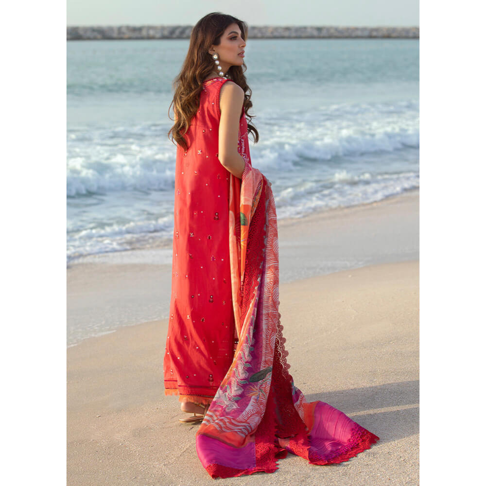 Farah Talib Aziz Luxury Lawn, FTA-02 Tulum Red