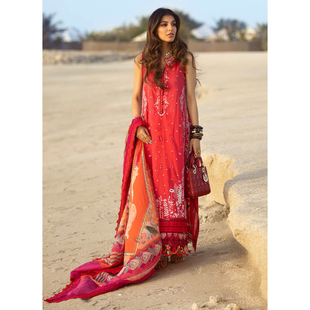 Farah Talib Aziz Luxury Lawn, FTA-02 Tulum Red