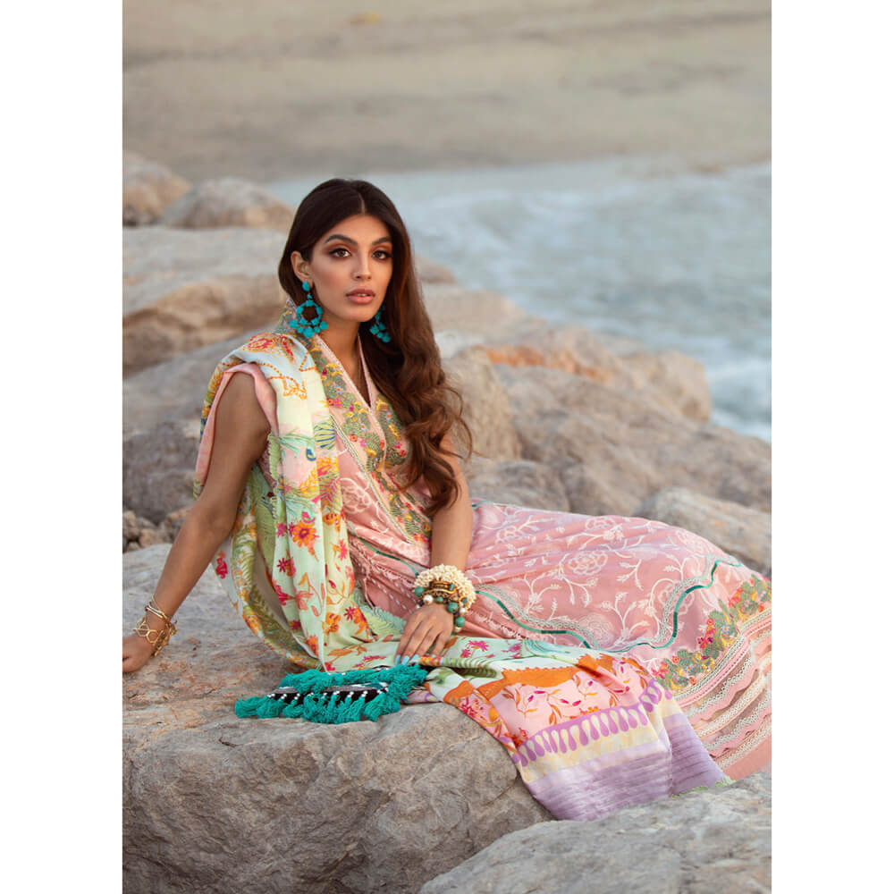 Farah Talib Aziz Luxury Lawn, FTA-04 Aruba Rose