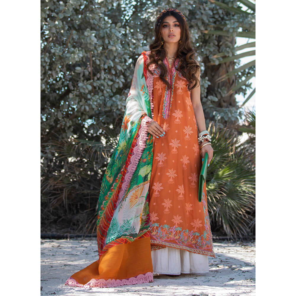 Farah Talib Aziz Luxury Lawn, FTA-14 Bali Rust