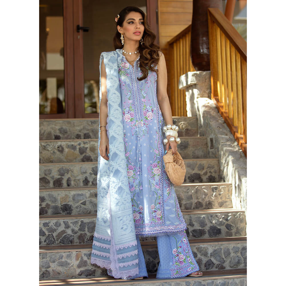 Farah Talib Aziz Luxury Lawn, FTA-15 Santorini Blue