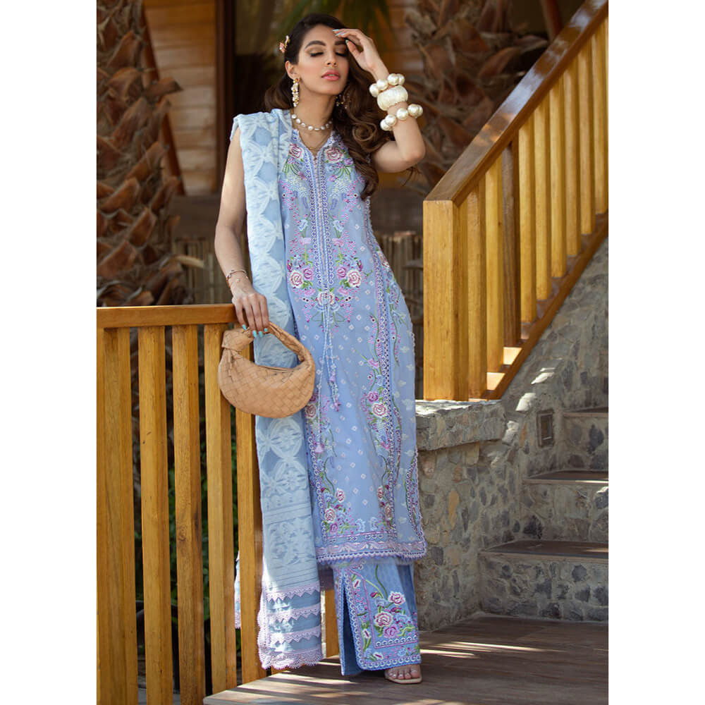 Farah Talib Aziz Luxury Lawn, FTA-15 Santorini Blue