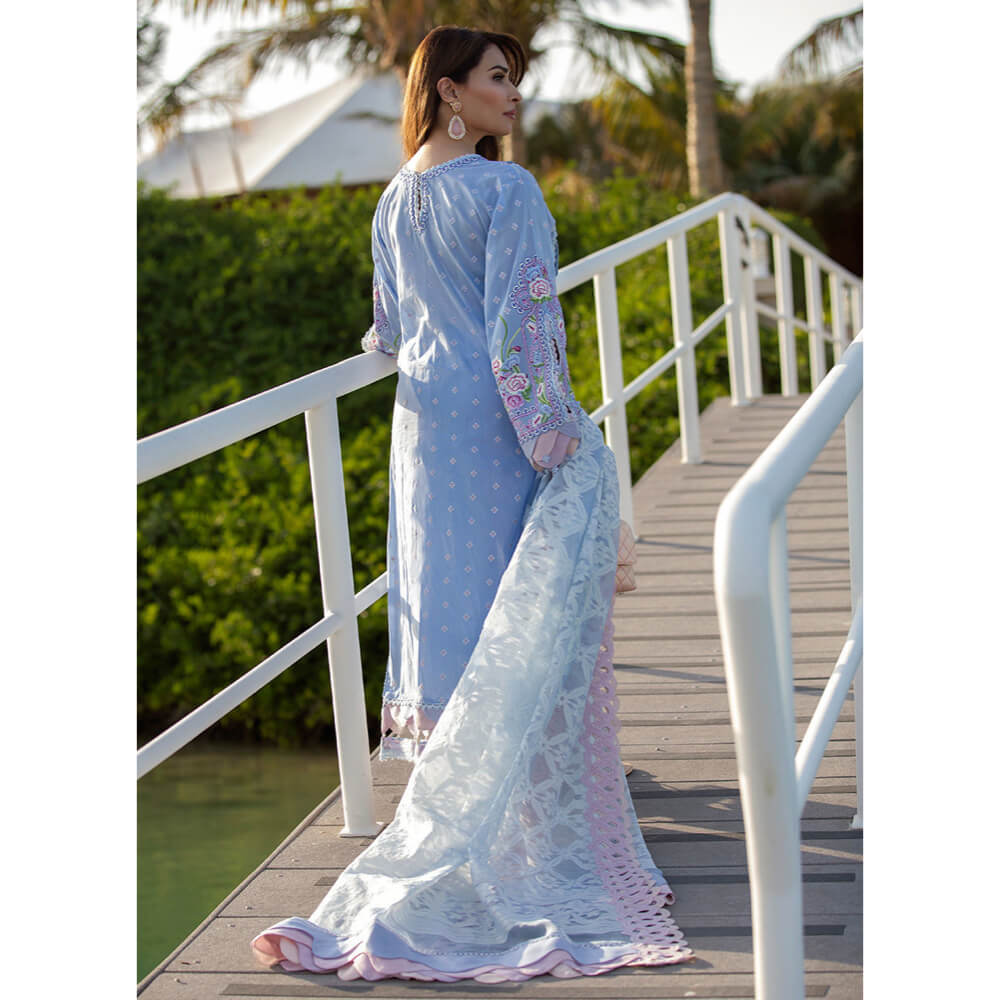 Farah Talib Aziz Luxury Lawn, FTA-15 Santorini Blue