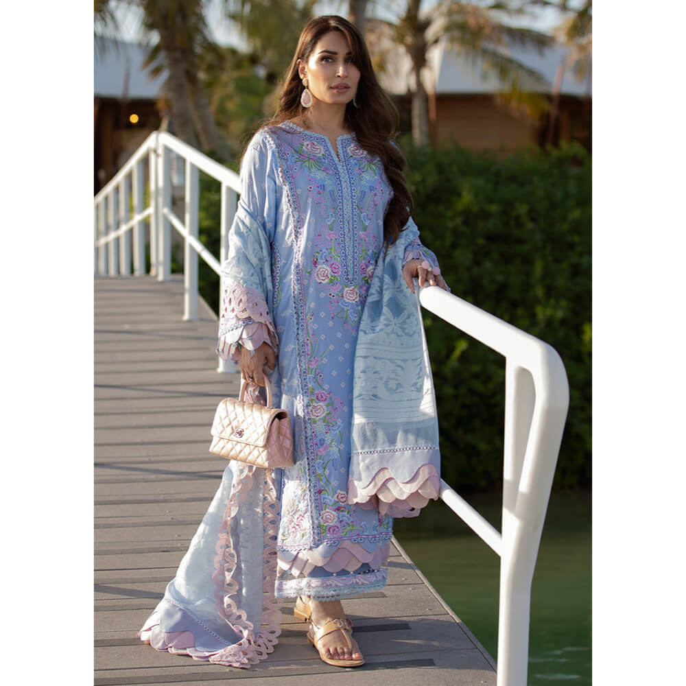 Farah Talib Aziz Luxury Lawn, FTA-15 Santorini Blue