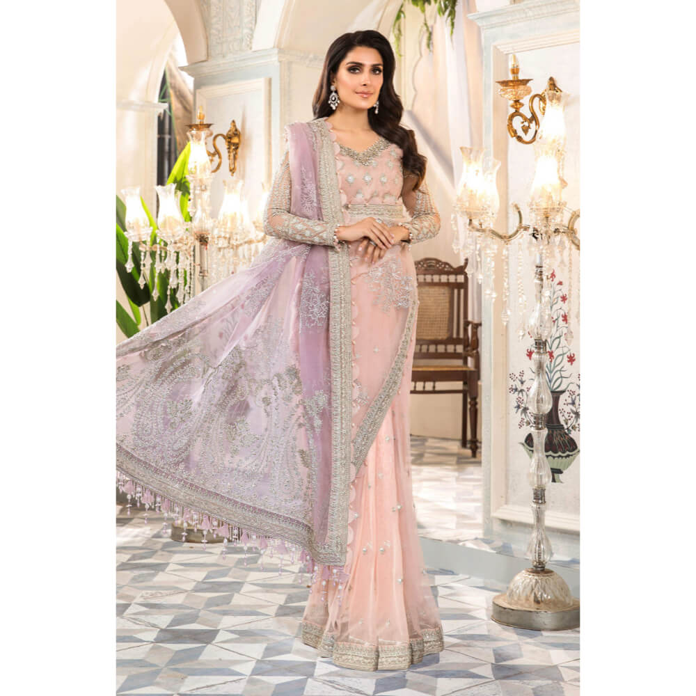 Maria B Mbroidered, BD-2404-Rose Pink and Lilac