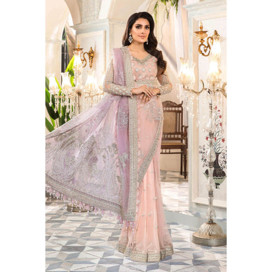 Maria B Mbroidered, BD-2404-Rose Pink and Lilac