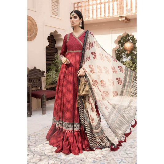 Maria.B Lawn Eid Collection, EL-21-03, Maroon