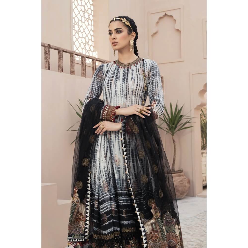 Maria.B Lawn Eid Collection, EL-21-04, Black and Kora