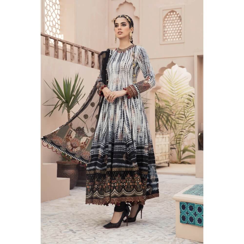 Maria.B Lawn Eid Collection, EL-21-04, Black and Kora