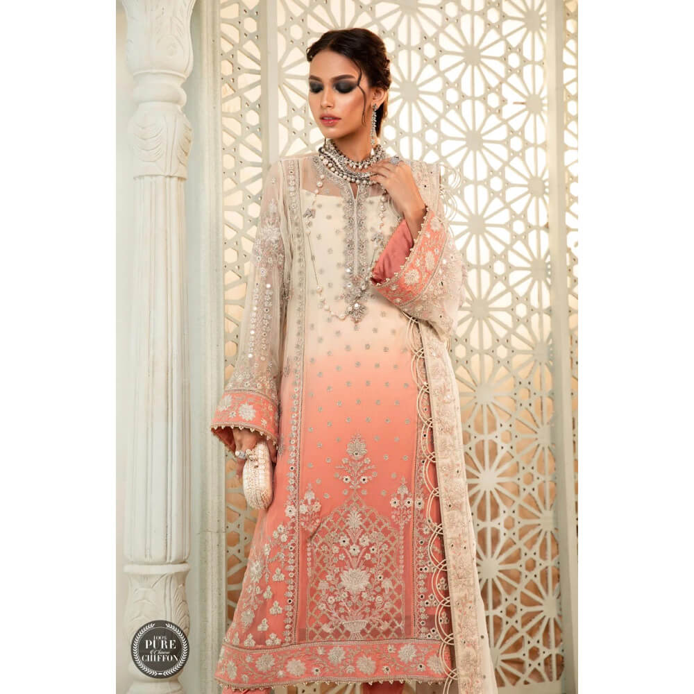 Maria.B. Chiffon '22, MPC-22-208-Cream and Coral Pink